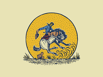 Get Rowdy cowboy graphic illustration ink print rodeo texas western
