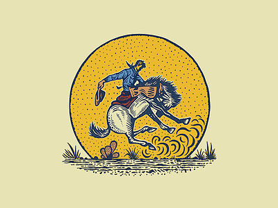 Get Rowdy cowboy graphic illustration ink print rodeo texas western