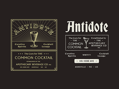 Antidote badge bar brand branding design cocktail lounge marks type typograph