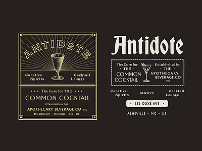 Antidote badge bar brand branding design cocktail lounge marks type typograph