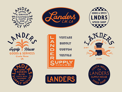 Landers Supply House brand design branding custom type moto print speed shop type typography