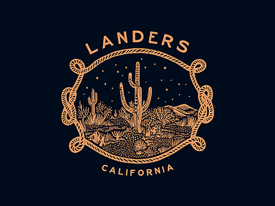 Landerscape apparel cactus california desert hand draw illustration ink landscape print western