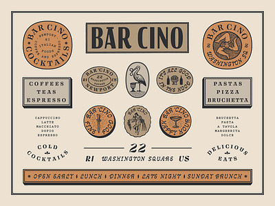 Bar Cino bar brand design branding cafe custom type illustration restaurant type typography vintage