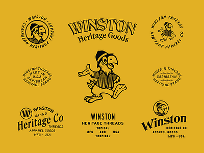 Winston Threads apparel apparel design brand design branding caribbean mascot parrot type typography vintage