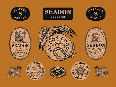 Seadon Goods apparel brand design branding dragon graphic illustration land marks monster outdoor sea typography