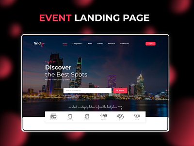 Findgo Event Booking Landing Page event event booking event management event planing meeting meetup mohit savaliya ui web template web ui website