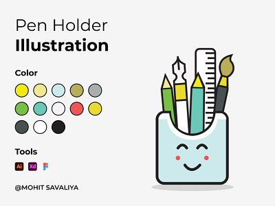 Pen Holder Illustration artwork branding mohit mohit savaliya savaliya