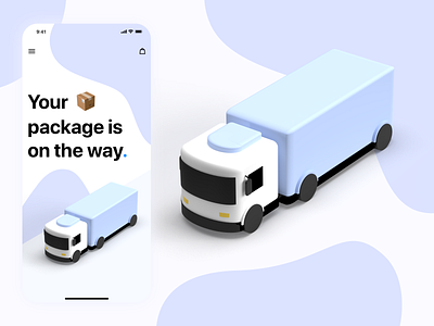 Package Delivery Screen 3d adobe adobe dimension app delivery design illustration minimal sketchapp truck ui ux