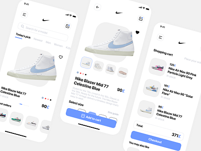 Nike App Concept app app design applicaiton application design figma grey mobile app mobile ui nike online shopping purple shoes shoes app ui