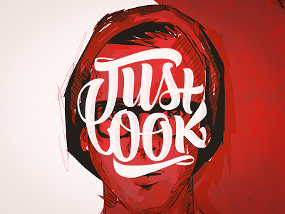 Justlook jl lettering logo red