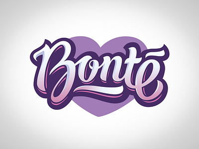 Bonté heart lettering purple