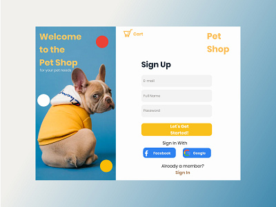 Sign Up Form app design flat icon log in minimal petshop sign signup ui ux web website