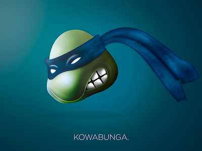 Kowabunga, i'm on Dribbble! icon illustration leonardo ninja turtles photoshop layer style tmnt