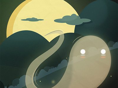 Ghostly ghostly night flat ghost illustration magic moon moonlight