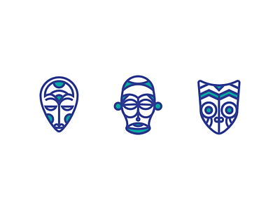 African masks africa icons blue clean flat illustration mask minimal vector