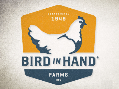 Bird In Hand Farms Logo chicken crest farms illustration logo retro vintage