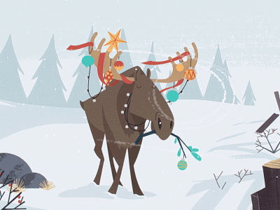 Moose decorated 2d animation moose snow