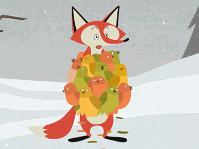 Bird jacket 2d animation birds fox