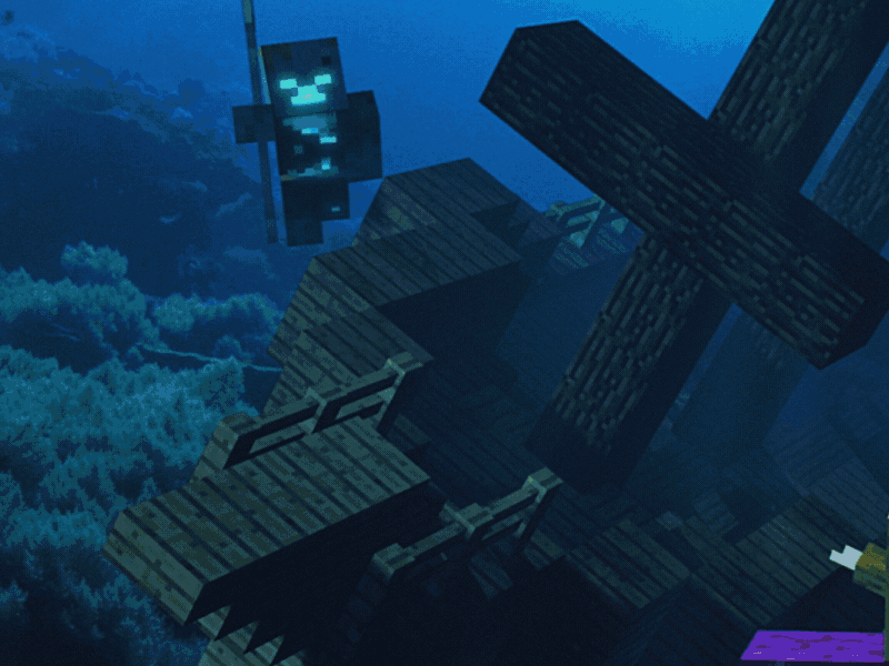 Minecraft Aquatic update: drowned animation drowned minecraft pixel art ship underwater wreck