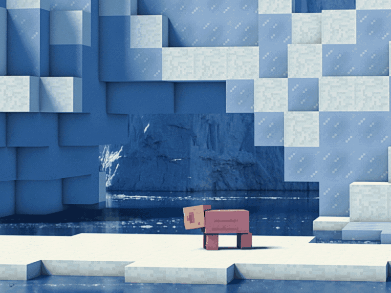 Minecraft Aquatic update: Icebergs aquatic iceberg minecraft phantom pig pixel art pixels water