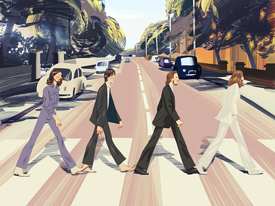 Abbey road abby road beatles charcater illustration