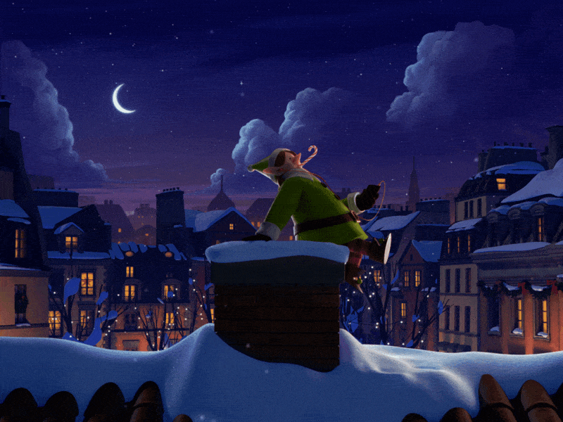 Storytel: Elf 3d 3d character character animation chimney city elf santa skyline