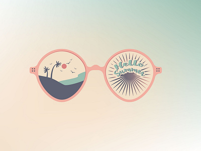 Summer time illustration with sunglasses