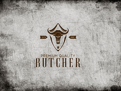 Butcher shop logo emblem for design