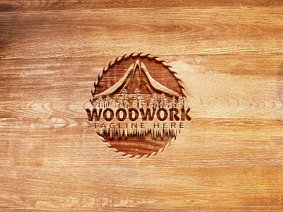 Woodworking logo design for wood shop isolated