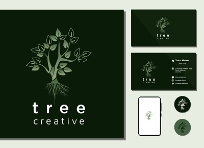 Tree of life root seal emblem stamp logo design inspiration green life