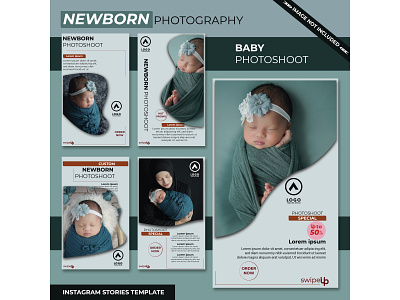 New born baby photo shoot social media post template set