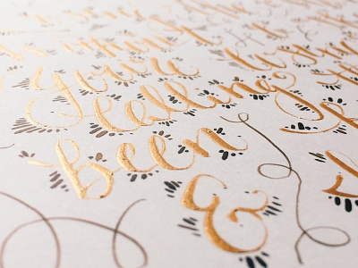 Gold gouache & walnut ink calligraphy script