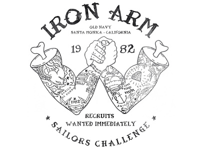 Iron Arm arm wrestling bones danilo de donno fashion illustration graphic design iron arm old navy print apparel sailors t shirt design tattoo vector graphic