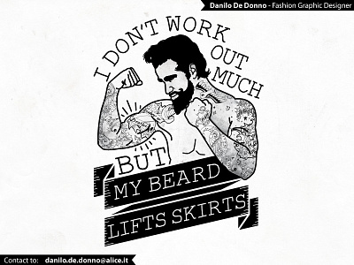 Beard beard danilo de donno fashion graphic handyman print apparel punch t shirt design tattoo vector graphic vintage illustration worker