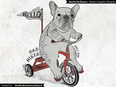 French Bulldog bicycle biker danilo de donno dog french bulldog hipster kids motorcycle print apparel race tattoo vintage