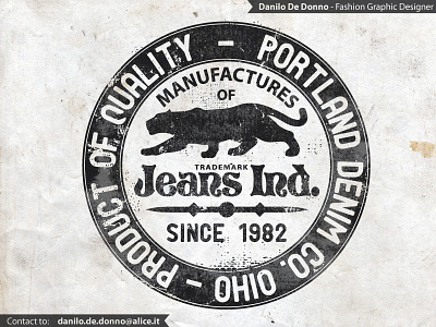 Jeans Industry black ink clothing danilo de donno denim fashion graphic illustrator jeans manufactures panther print apparel typographic vintage