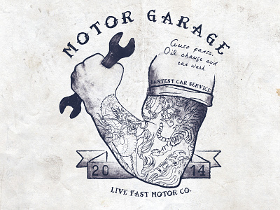 Motor Garage car service car wash danilo de donno fabric print fashion print fastest car garage illustration ink motor surface print tattoo