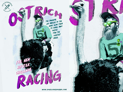 Ostrich Racing bird race challenge danilo de donno digital print e trend extreme race hipster style ostrich ostrich racing trend hhipster man