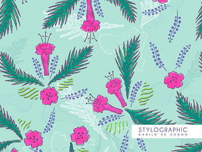 Summer pattern beach and sun danilo de donno flower design flower print hawaii palm pattern print apparel print pattern summer pattern surface design textile design