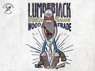 Lumberjack bear catty man danilo de donno hard work illustration lumberjack stylographic tattoo winter wood cutter wood trade