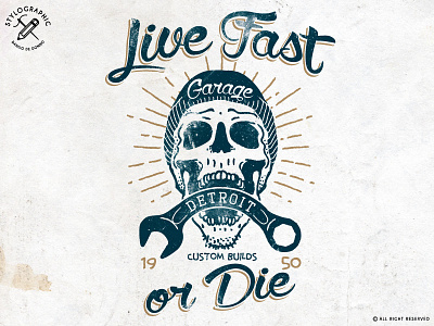 Live Fast or Die auto race auto repair bike motorcycle bones car custom builds detroit garage live fast or die motorbyke motor skull vintage