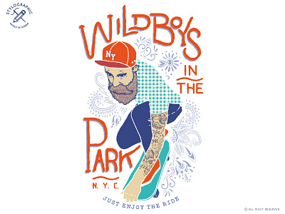 Wild Boys beard graphic design hipster illustration new york rider skate skateboarding sport t shirt print tattoo wild boys