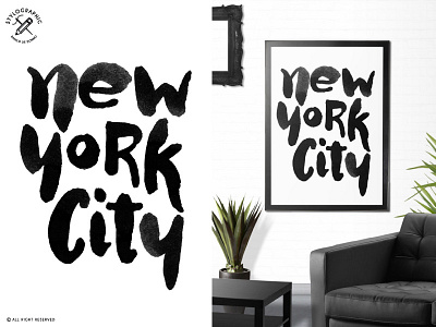 New York City black ink calligraphy city home decor lettering new york new york city nyc painting typography wall art watercolor
