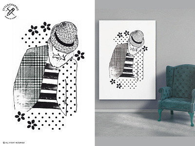 Fashion Illustration Fa08 beard dots man menswear pattern print pied de poule pitti poster style suit wall art wall decor
