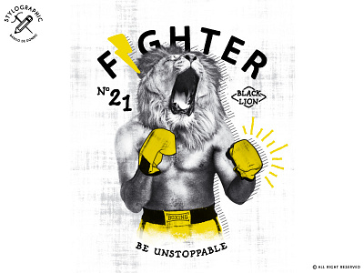 Fighter Lion active animal body boxing challenge digital art fighter fitness force lion sport unstoppable