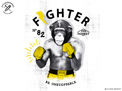 Fighter Monkey animals artwork body boxer dangerous digital print fitness gloves heavy weight match monkey
