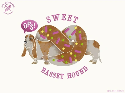 Sweet Basset Hound basset basset hound delicious dog fun fun dog funny illustration kids pets print design sweets