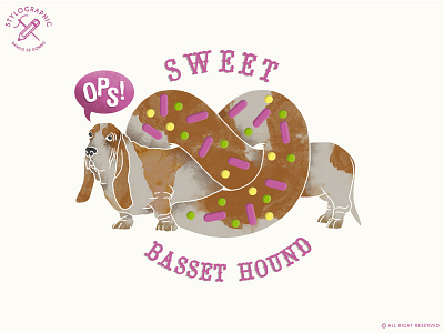 Sweet Basset Hound basset basset hound delicious dog fun fun dog funny illustration kids pets print design sweets