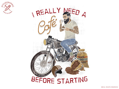 I Really Need a Cafe biker cafe arcer classic bike classic moto garage hipster beard moto motor motorcycle poster special bike tattoo