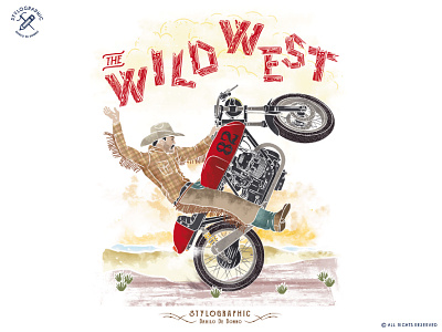 The Wild West biker caferacer mexico motorcycle poster rider rodeo vintage western wild west